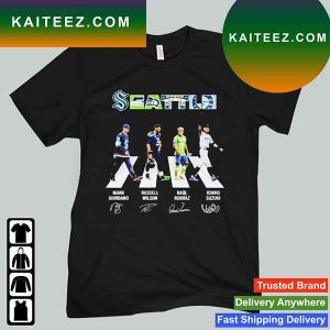 Seattle Sports Mark Giordano Russell Wilson Ra?l Ruidiaz And Ichiro Suzuki Abbey Road Signatures T-Shirt