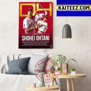 Shohei Ohtani 2022 Edgar Martinez Outstanding Designated Hitter Award Winner Art Decor Poster Canvas