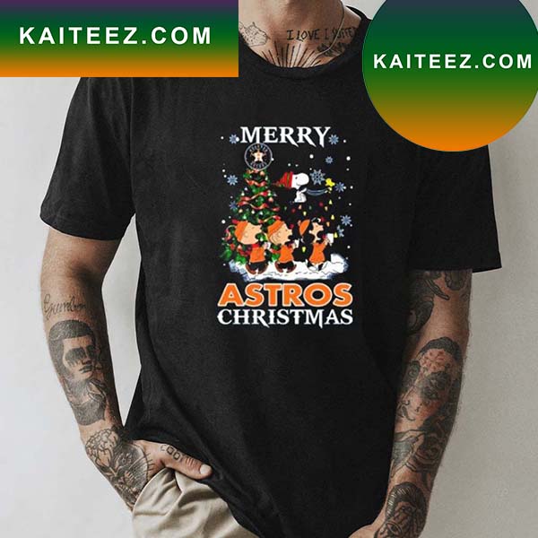 Snoopy and Friends Merry Houston Astros Christmas T-shirt - Kaiteez