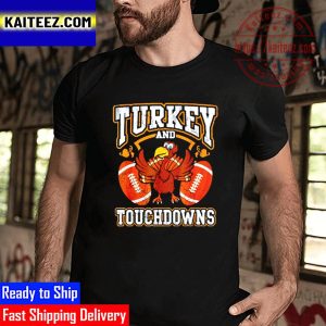 Thanksgiving Turkey And Touchdowns Football Vintage T-Shirt