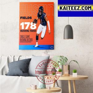 The Chicago Bears Justin Fields 178 Rushing Yards Art Decor Poster Canvas