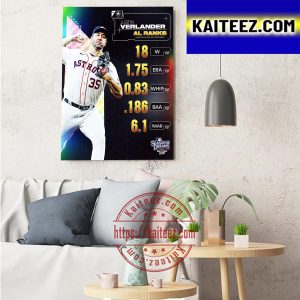 The Houston Astros Justin Verlander AL Ranks Art Decor Poster Canvas