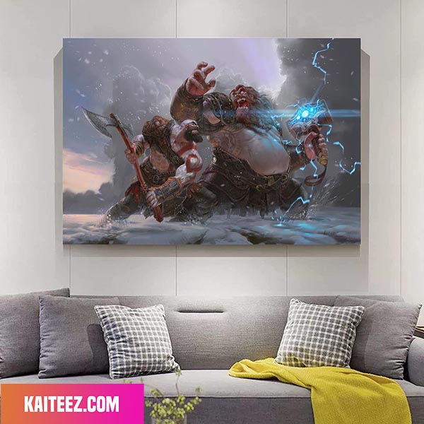 God Of War Ragnarök, Thor, Gamer, Quadro com Moldura 33x24cm