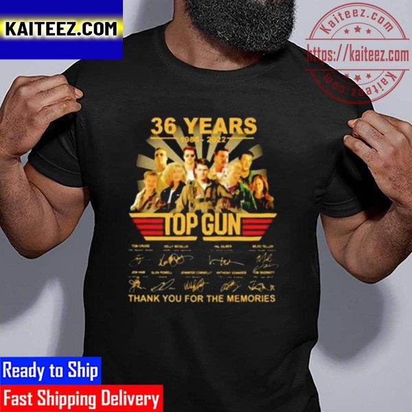 Top Gun 2 1986 2022 36 Years Thank You For The Memories Signature Vintage T-Shirt