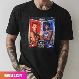 Trae Young And The Hawks Take On The Sixers And Joel Embiid In The NBA Game Of The Day Fan Gifts T-Shirt