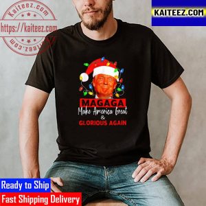 Trump 2024 Magaga Make America Great And Glorious Again Christmas Lights Vintage T-Shirt