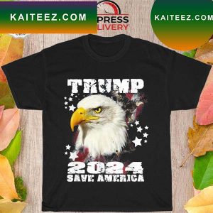 Trump president 2024 save america eagle American flag T-shirt