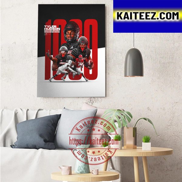 Tyler Hudson 1000 Receiving Yards With Louisville Football Art Decor Poster Canvas