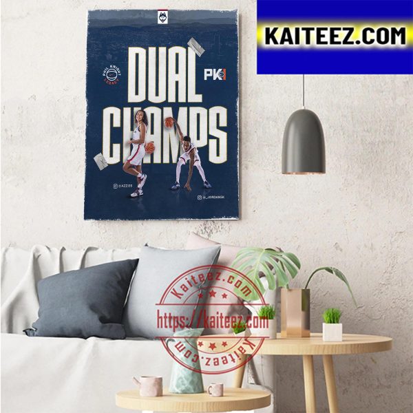 UConn Huskies Dual Champions Basketball Art Decor Poster Canvas