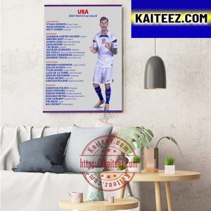 USA 2022 FIFA World Cup Squad Art Decor Poster Canvas