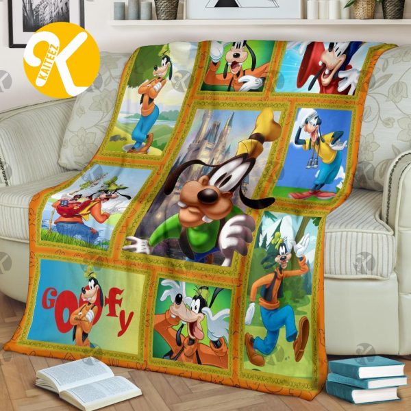 Vintage Disney Goofy In Many Scenes In Cartoon Throw Blanket