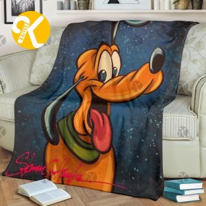 Vintage Disney Happy Face Pluto Colorful Artwork Throw Blanket