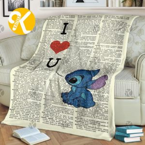 Vintage Disney I Love You Stitch In Paper Background Throw Blanket