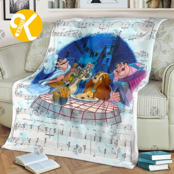 Vintage Disney Lyric Song Lady And The Tramp Cartoon Throw Blanket