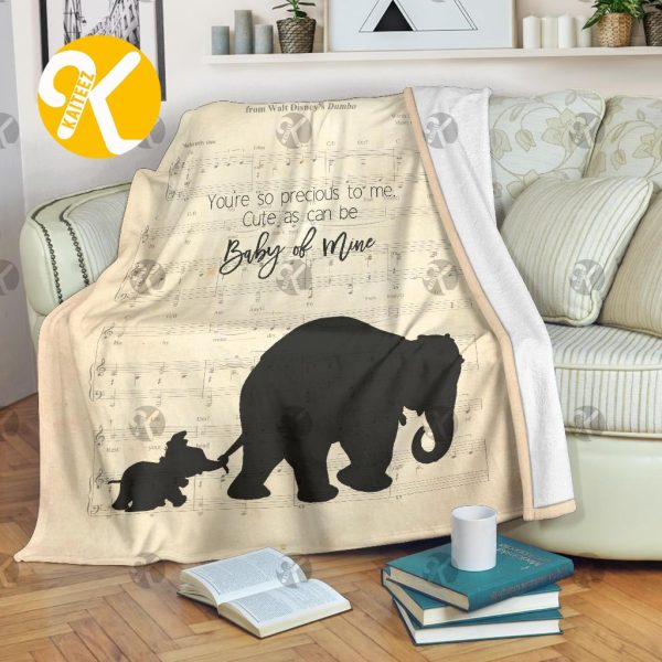 Vintage Disney Lyric Song Mom Love Dumbo Throw Blanket