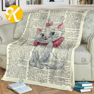 Vintage Disney Marie Aristocats In Paper Background Throw Blanket