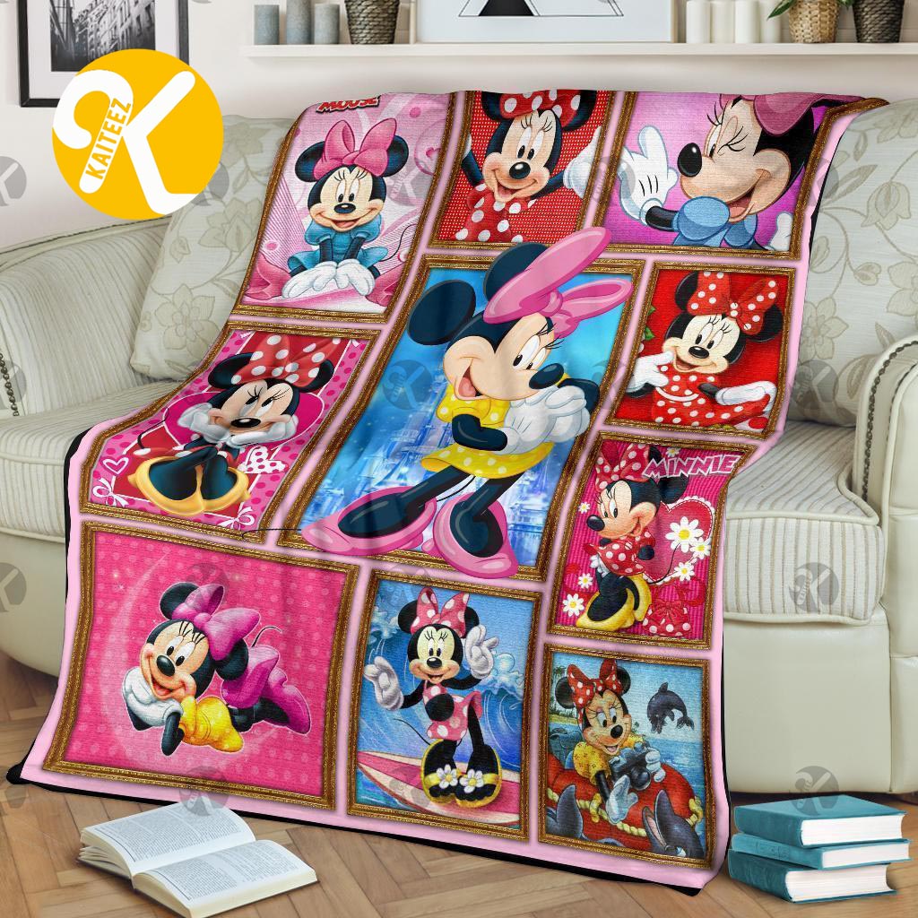 Vintage Disney Minnie Mouse With Many Scenes In Cartoon Throw Blanket ...