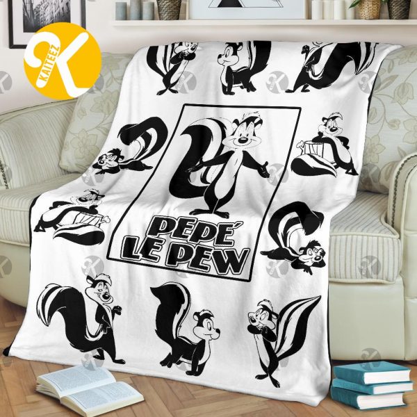 Vintage Disney Pepe Le Pew Looney Tunes In White Throw Blanket