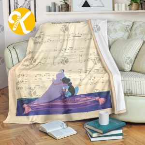 Vintage Disney Princess Aladdin & Jasmine In The Song Lyric Background Throw Blanket