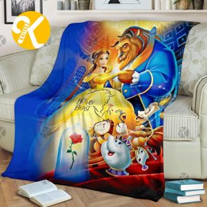 Vintage Disney Princess Beauty And The Beast Dacing In The Castle Throw Blanket