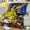 Vintage Disney Princess Belle Beauty And The Beast Glass Artwork Throw Blanket