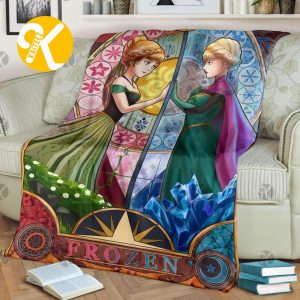 Vintage Disney Princess Elsa And Anna 2 Sides Splitted Throw Blanket