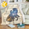 Vintage Disney Princess Sleeping Beauty In Paper Background Throw Blanket