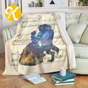 Vintage Disney Princess Silhouette Lyric Beauty & The Beast Throw Blanket