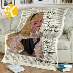 Vintage Disney Princess Sleeping Beauty In Paper Background Throw Blanket