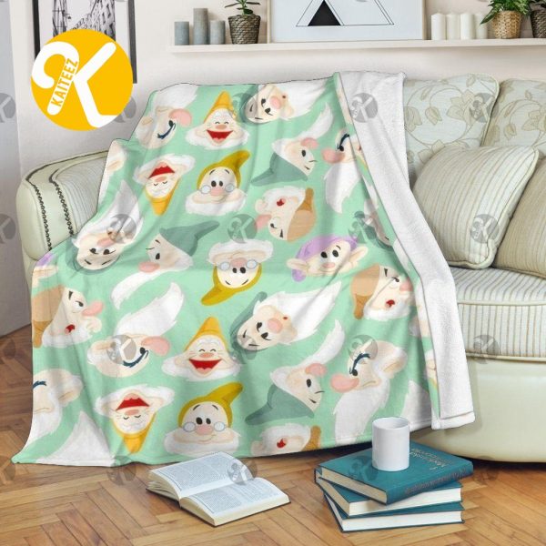 Vintage Disney Seven Dwarfs Pattern Snow White Throw Blanket