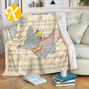 Vintage Disney Song Lyric Flying Dumbo Throw Blanket