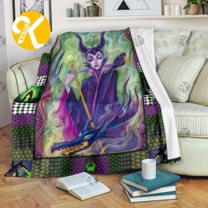 Vintage Disney Villain Maleficent Artwork Throw Blanket