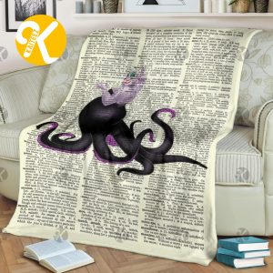 Vintage Disney Villain Ursula In Paper Background Throw Blanket