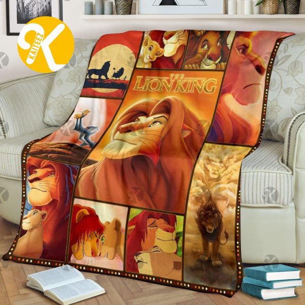 Vintage Disney Mufasa Lion King With Many Scenes In Cartoon Throw Blanket
