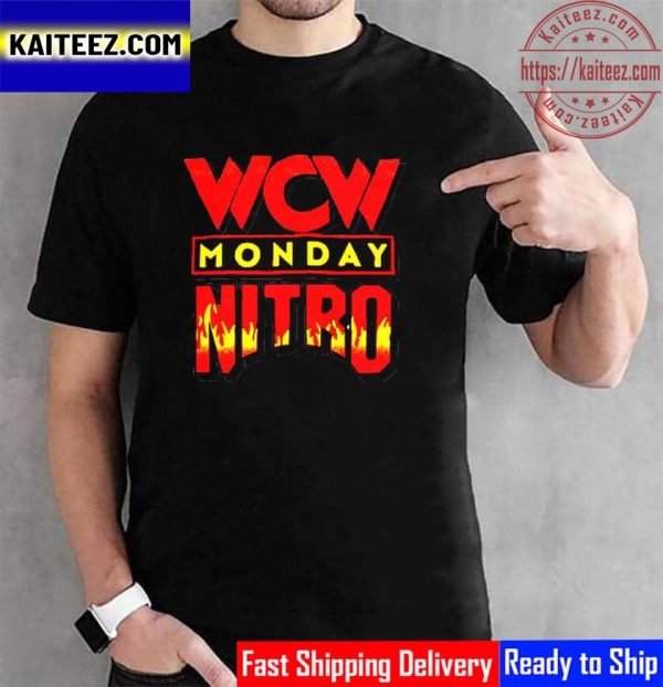 WWE Homage Heather Gray WCW Monday Nitro Retro Event Logo Vintage T-Shirt