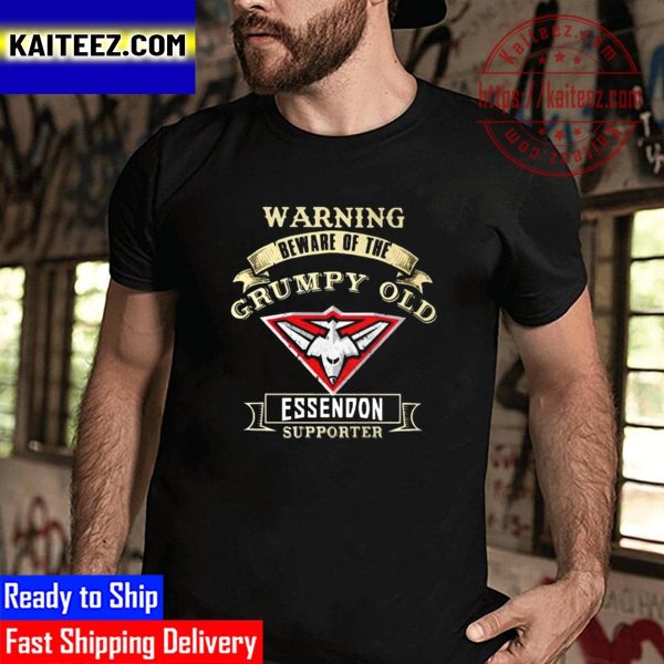 Warning Beware Of The Grumpy Old Essendon Supporter Logo Vintage T-Shirt