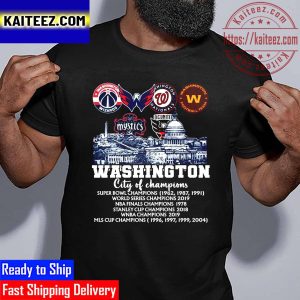 Wizards Capitals Nationals Commanders Mystics DC United Washington City Of Champions Vintage T-Shirt