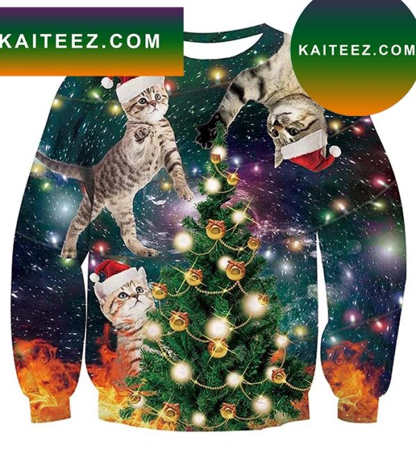 You Can Score Some Hideous  Pizza Cat Ugly Christmas Sweater