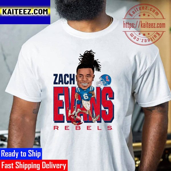 Zach Evans Ole Miss Rebels Caricature Vintage T-Shirt