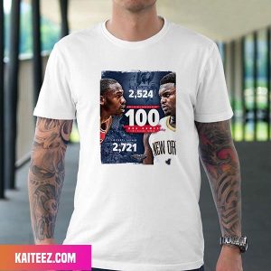 Zion Williamson New Orleans Pelicans Has 2524 Points Through 100 Career Games NBA Fan Gifts T-Shirt