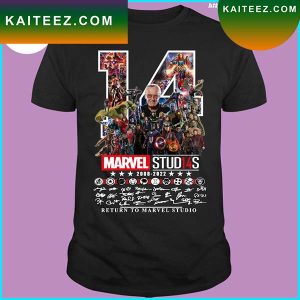 14 Marvel Studios 2008-2022 Signature Return To Marvel Studio T-Shirt