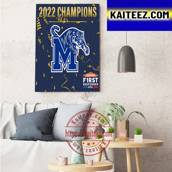 2022 SERVPRO First Responder Bowl Champions Are Memphis Tigers Football Art Decor Poster Canvas