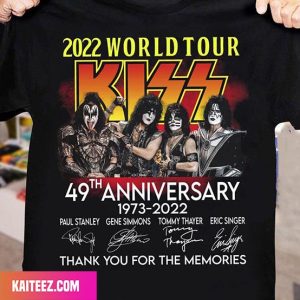 2022 World Tour Kiss 49Th Anniversary Kiss Band Signatures Style T-Shirt