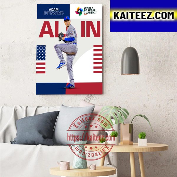 Adam Ottavino Is All In For Team USA In World Baseball Classic 2023 Art Decor Poster Canvas