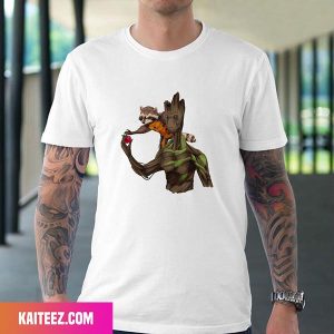 Adorable Depictions Of Groot And Rocket Guardians Of The Galaxy Marvel Studios Unique T-Shirt
