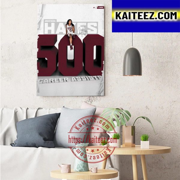 Anastasia Hayes 500th Career Assist With Mississippi State Womens Basketball Art Decor Poster Canvas