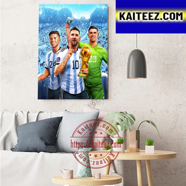 Argentina Are Winners World Cup Champions 2022 FIFA World Cup Art Decor Poster Canvas