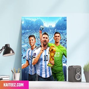 Argentina Win The FIFA World Cup 2022 Congratulations Lionel Messi Home Decor Canvas-Poster