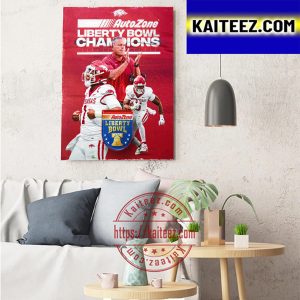 Arkansas Razorback Football 2022 AutoZone Liberty Bowl Champions Art Decor Poster Canvas