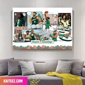 Boston Celtics Season’s Greetings Merry Chirstmas And Happy Hollidays Home Decorations Canvas-Poster